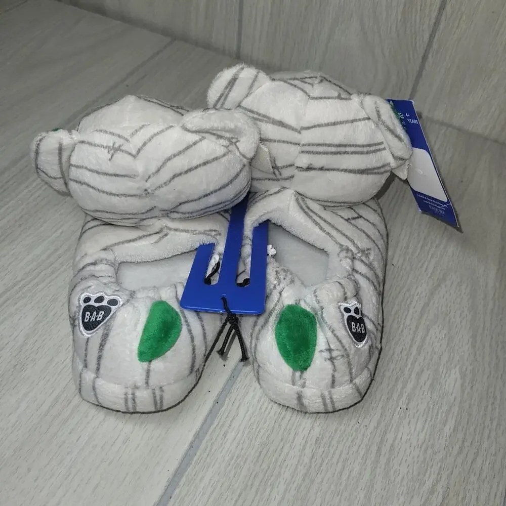NWT Kids Build A Bear Unisex Mummy Bear Slippers Size Small 10-11